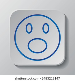 Smile  vector simple icon. Flat design. Paper cut design. Cutted blue symbol with shadow. Gray badge button, gray background.ai