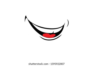 Cartoon Smile Mouth Lips Teeth Tongue Stock Vector (Royalty Free ...