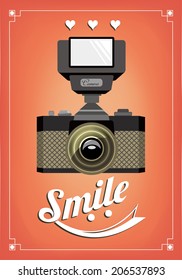 Smile - Vintage Old Camera Typographical Poster