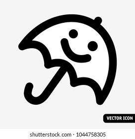 Smile WATERPROOF umbrella symbol black and white icon.