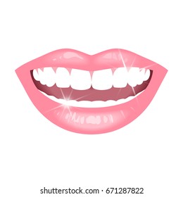 Smile With White Teeth On White Background