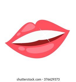 Smile with white tooth design flat. Dental and smile, teeth white,  healthy dental, beauty and care smile, health and clean tooth, whitening human smile, perfect toothy, smile white tooth illustration