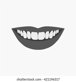 Smile with white tooth design flat. Smile Icon. Vector illustration.