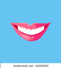 Smile with white tooth design flat. Dental and smile, teeth white, healthy dental, beauty and care smile, health and clean tooth, whitening human perfect toothy, smile white tooth illustration