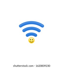 Smile Wi Fi waves icon, Share a good mood concept. Vector illustration.