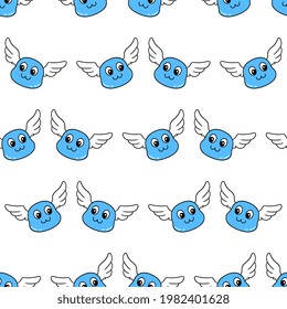 smile wing monster seamless pattern textile print. Great for summer vintage fabric, scrapbooking, wallpaper, giftwrap. repeat pattern background design