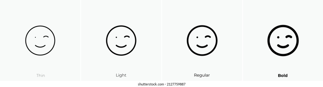 smile wink alt icon. Thin, Light Regular And Bold style design isolated on white background