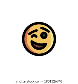 Smile Wink Emoticon Icon Logo Vector Illustration. Outline Style.
