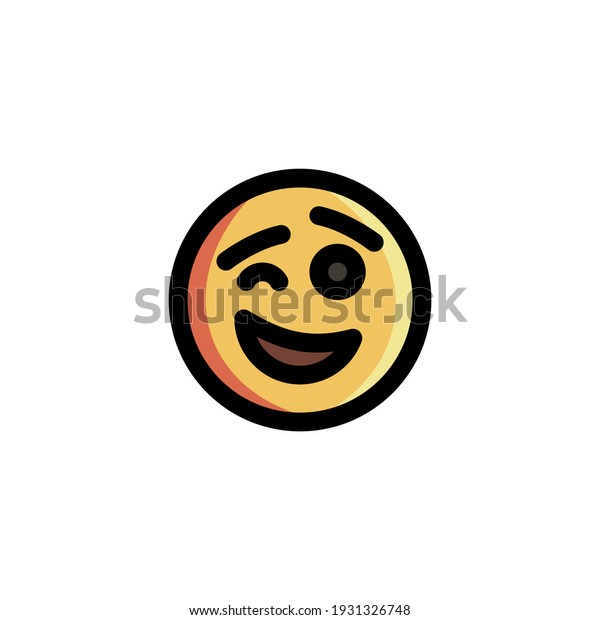 Smile Wink Emoticon Icon Logo Vector\
Illustration. Outline\
Style.\
