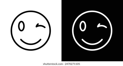 Smile wink graphics. Wink eye smiley vector. Blink eye face emoji symbol.