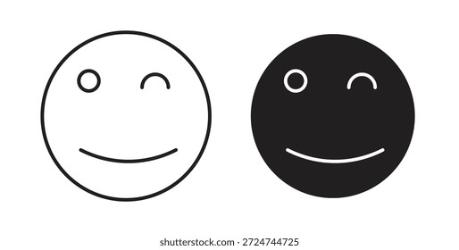 Ícone de piscadela de sorriso. sinal plano preenchido para conceito móvel e web design