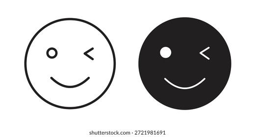 Ícone simples plano do piscar de sorrisos. Versão linear - stock vetor.