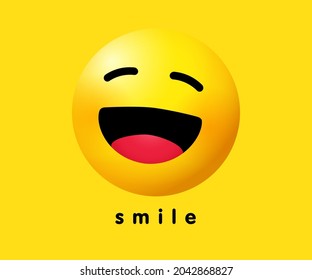 Smile wink icon holiday banner design. Smiling emoticon vector logo on yellow background. World Smile Day, October 1