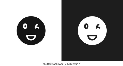 Smile wink icon line art vector