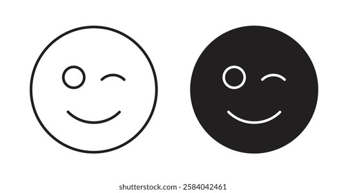 Smile wink icon set in thin line. vector illustrations for web