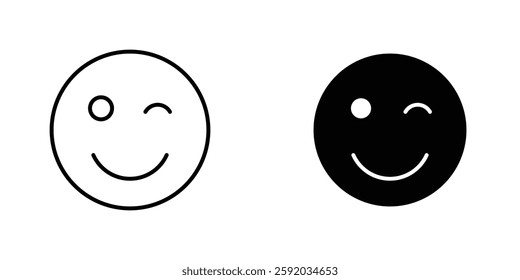 Smile wink icon symbol collection on white background.