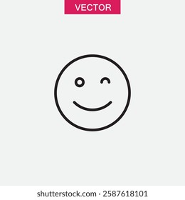 Smile Wink Icon, vector simple linear illustration for web and app..eps