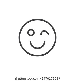 Smile wink icons. Wink eye smiley symbol. Blink eye face emoji vector.
