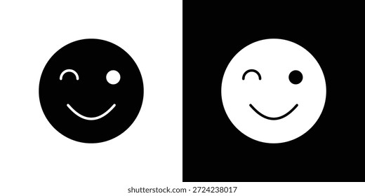 Smile wink ícones conceito de vetor plano. Ilustrações em preto e branco