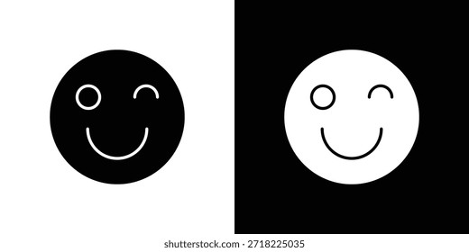 Ícones de piscadela de sorriso. Pixels de símbolo de ilustração de modelo de vetor perfeitos