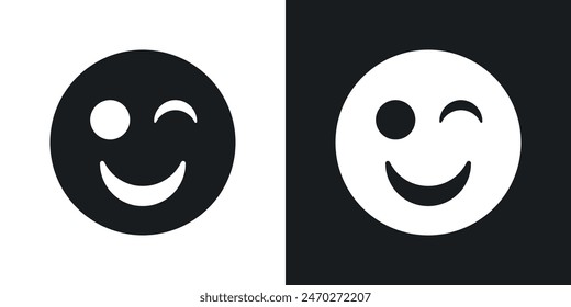 Smile wink symbols. Wink eye smiley icon. Blink eye face emoji vector.