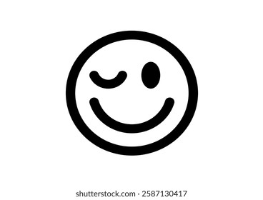 Smile wink symbols. Wink eye smiley icon. Blink eye face emoji vector.