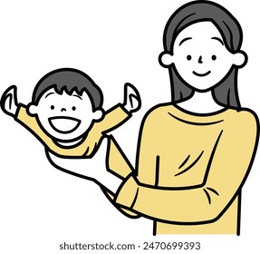 smile woman and boy play