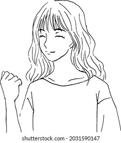 smile woman (hand drawing(black line))