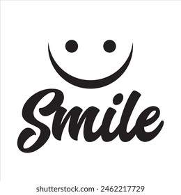 Smile word - continuous one line with word. Minimalistic drawing of phrase illustration.   isolated on white background. Vector illustration. EPS 10