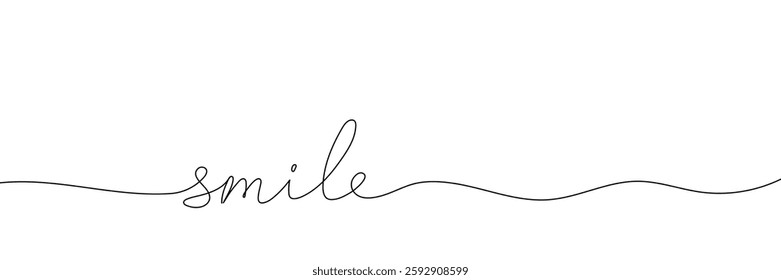 smile word - continuous one line with word. Minimalistic drawing of phrase illustration