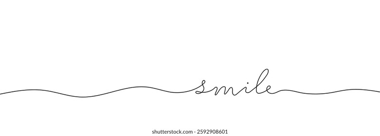smile word - continuous one line with word. Minimalistic drawing of phrase illustration