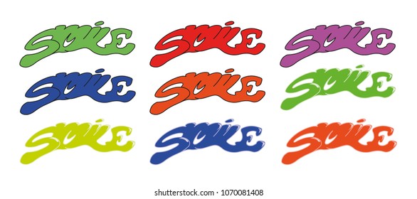 smile word different color set