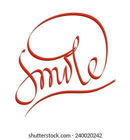 Smile word hand written lettering for motivation. Illustration made in vector.