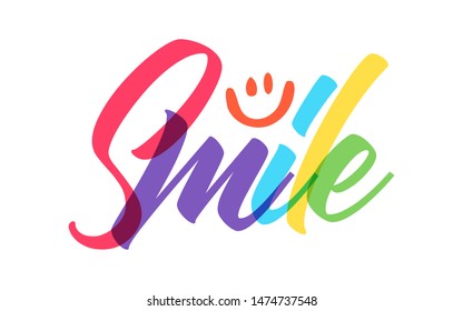 Smile Word Lettering Typography Colorful Vector Stock Vector (Royalty ...