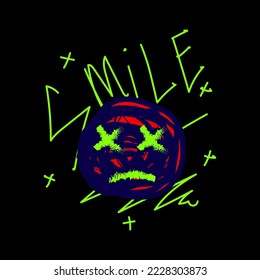 Smile writing design, suitable for screen printing t-shirts, clothes, jackets and others