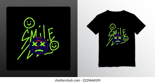 Smile writing design, suitable for screen printing t-shirts, clothes, jackets and others