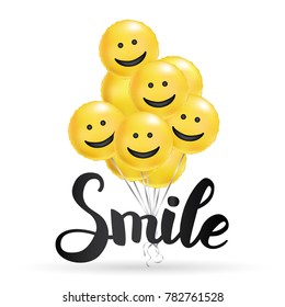 Smile yellow balloons background