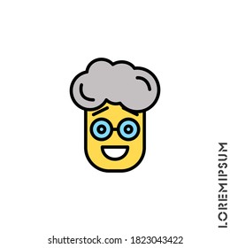 Smile yellow vector boy, man icon, happy symbol with raised eyebrows. style sign for mobile concept and web design. Emoji symbol illustration. Pixel vector graphics - Vector.