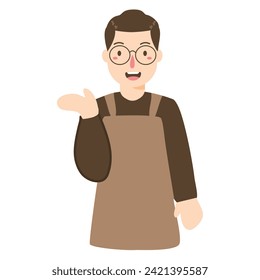 Smile Young barista wearing apron