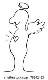 Smiled beloved man with wings and halo