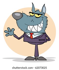 Smiled Business man Waving A Greeting