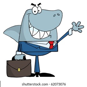 Smiled Business Shark Waving A Greeting