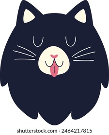 Smiled Cat Face Vector Illustration