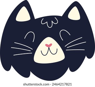 Ilustración vectorial de cara de gato sonriente