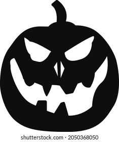 Smiled shape of Jack-o-lantern. Isolated vector black silhouette of lantern.