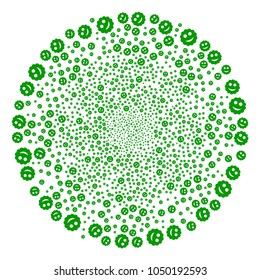Smiled Sticker curl fireworks. Object burst combined from randomized smiled sticker symbols. Vector illustration style is flat iconic symbols.