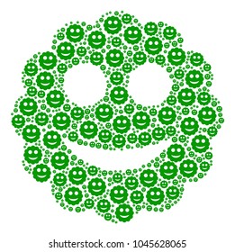 Smiled Sticker illustration composed in the figure of smiled sticker elements. Vector iconized composition organized from simple icons.