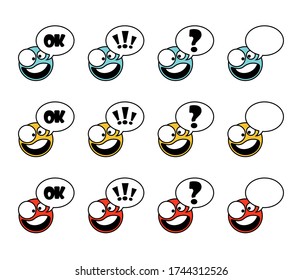 smiles comics icons and bubbles