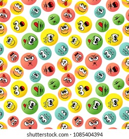 Smiles emoji seamless pattern. Round faces endless wallpaper 