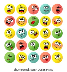 smiles emoji set or pattern, vector, comic carton style